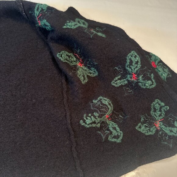 Appleseeds Poinsettia Christmas Cardigan Women Holiday Wool Blend Sweater - Picture 9 of 12